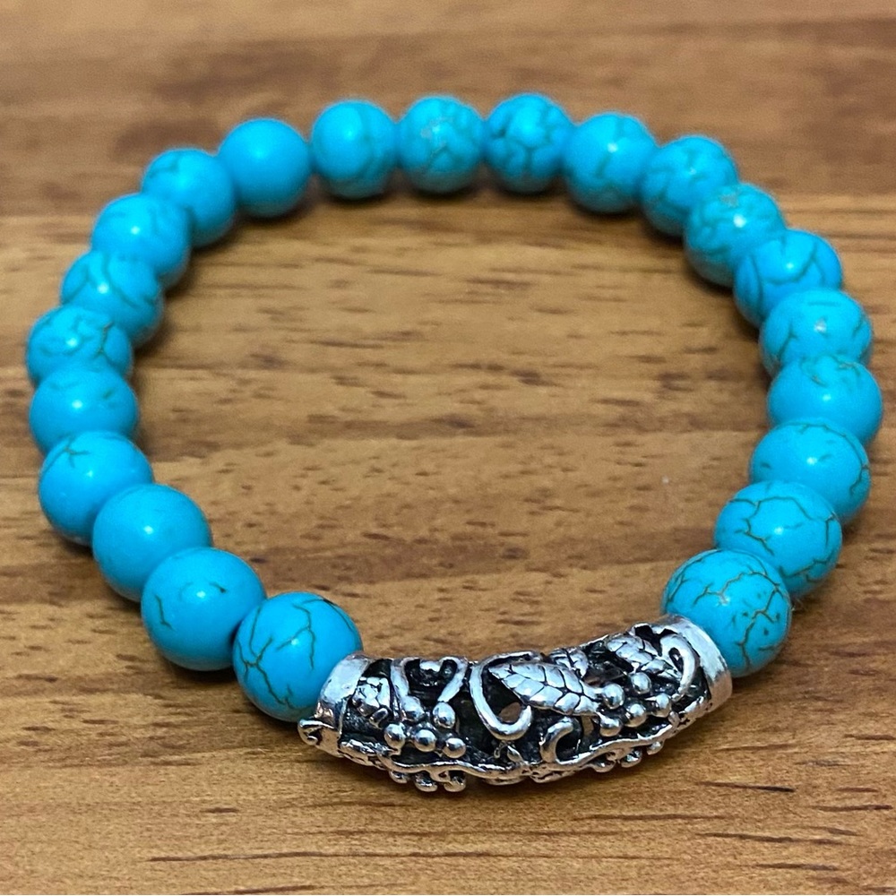 NEW Genuine Turquoise gemstone bracelet on stretch elastic